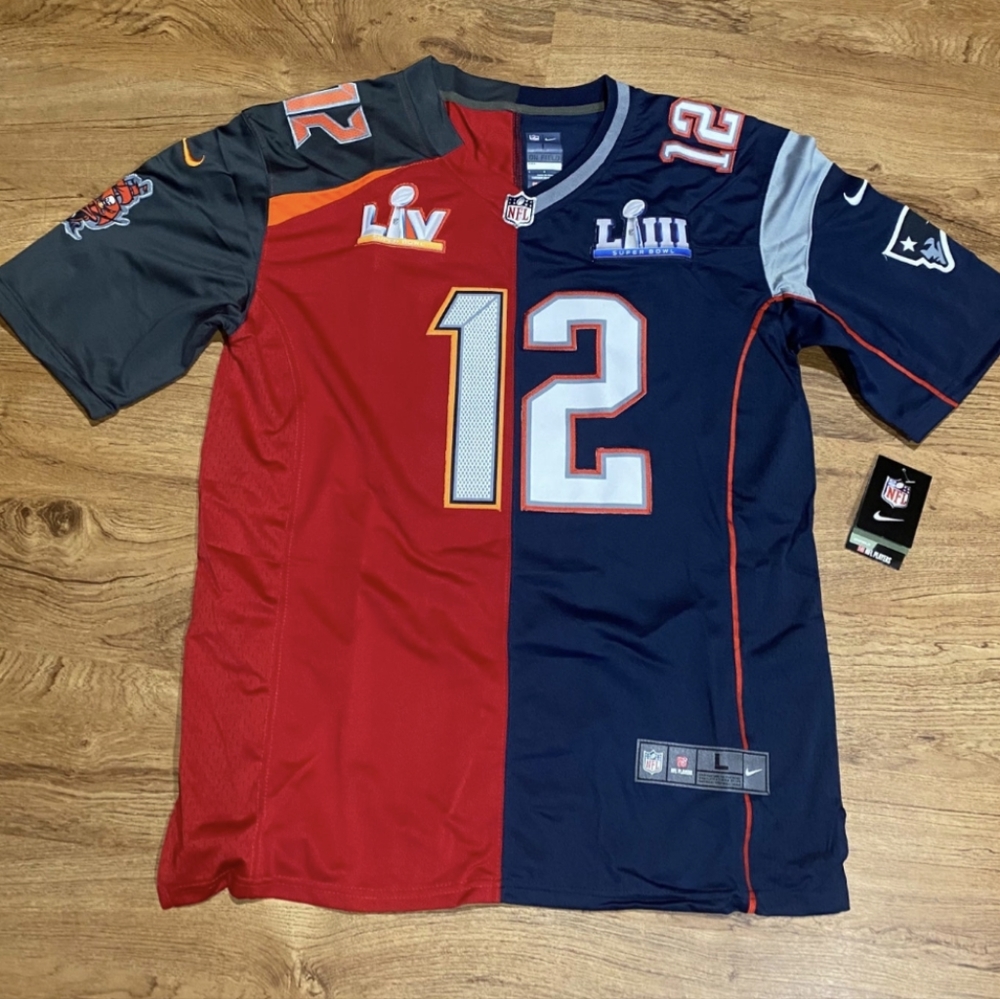 Tom Brady Superbowl split jersey
